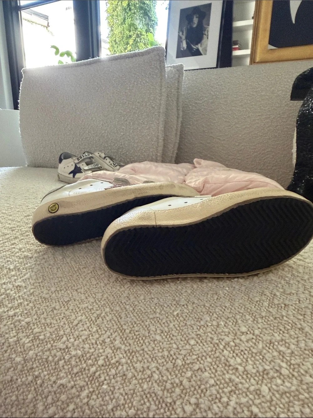 Golden Goose Kids White Sneakers with Pink Side Panel